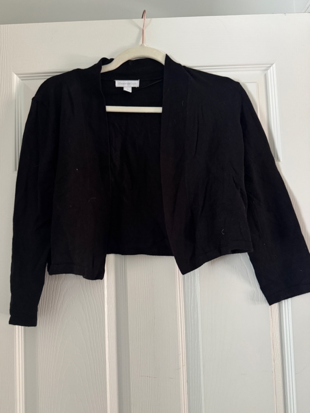 Charter Club Black Cropped Cardigan